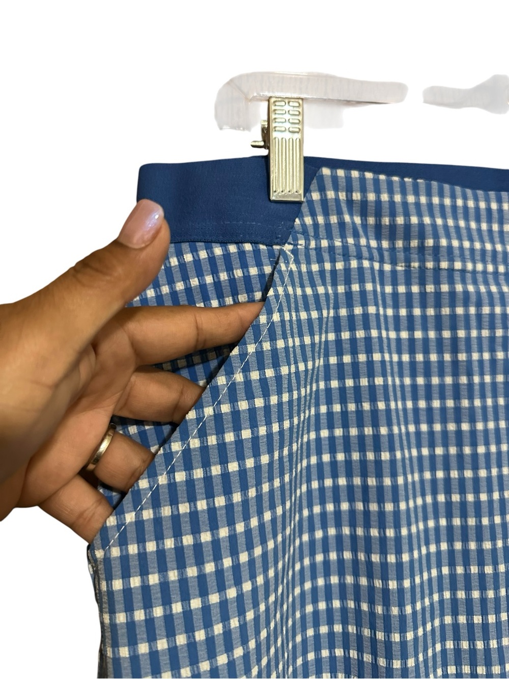 Lilly Pulitzer Luxletic Aona Skort 12 Morelle Blue Gingham UPF 50 Golf - Picture 4 of 8